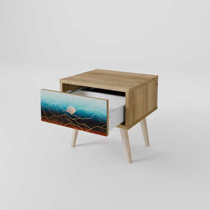 Comodino LUNAR SECRETS in effetto rovere