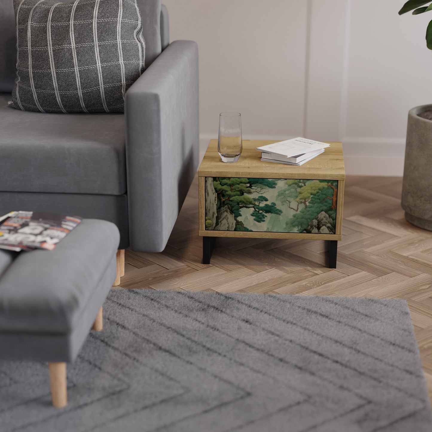 Comodino VERDURE ABYSS in effetto rovere