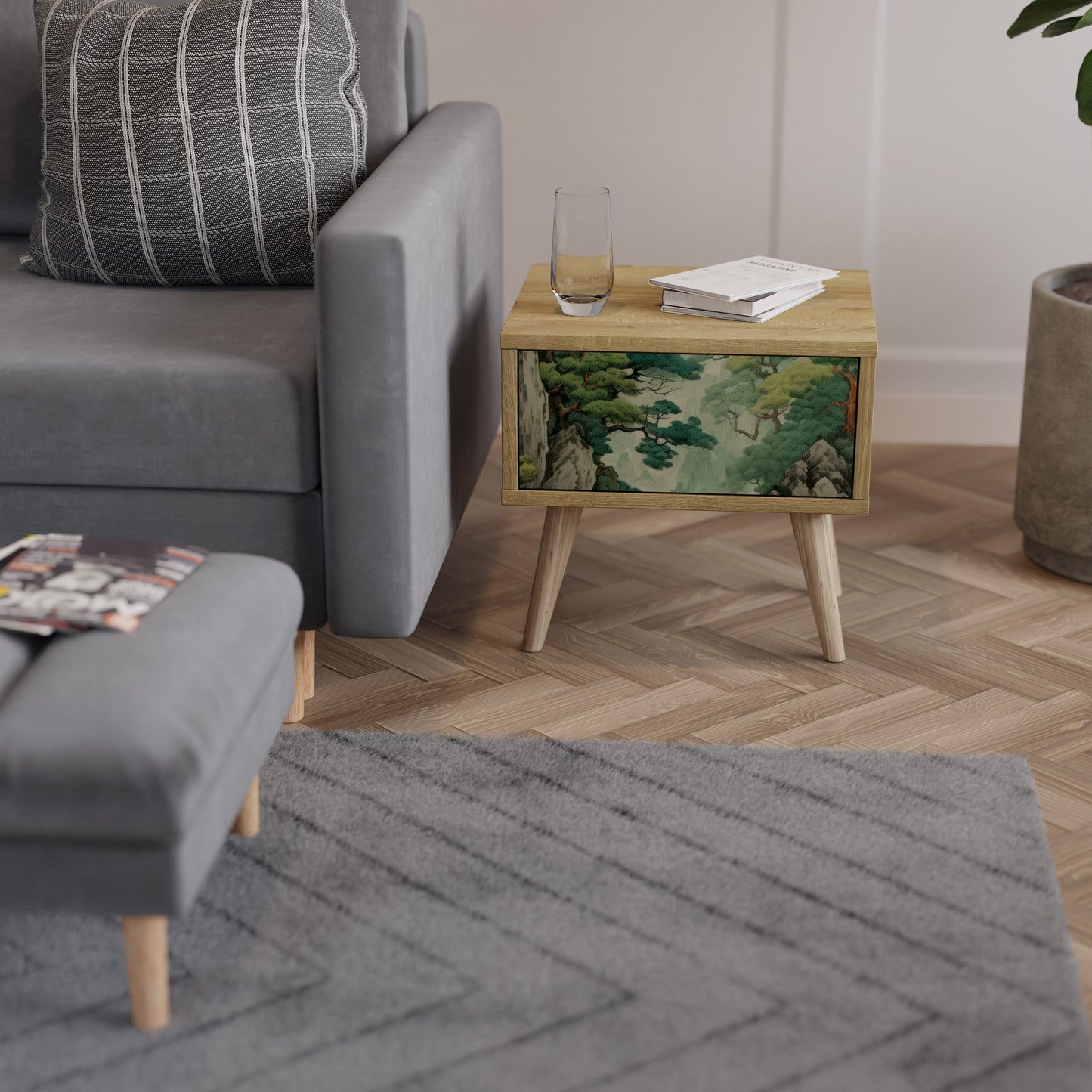 Comodino VERDURE ABYSS in effetto rovere