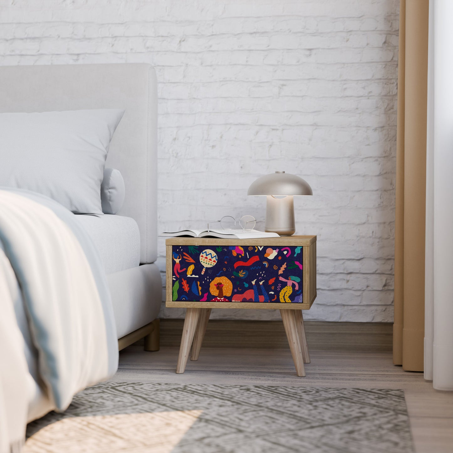 Comodino FESTIVE PLEASURES in effetto rovere