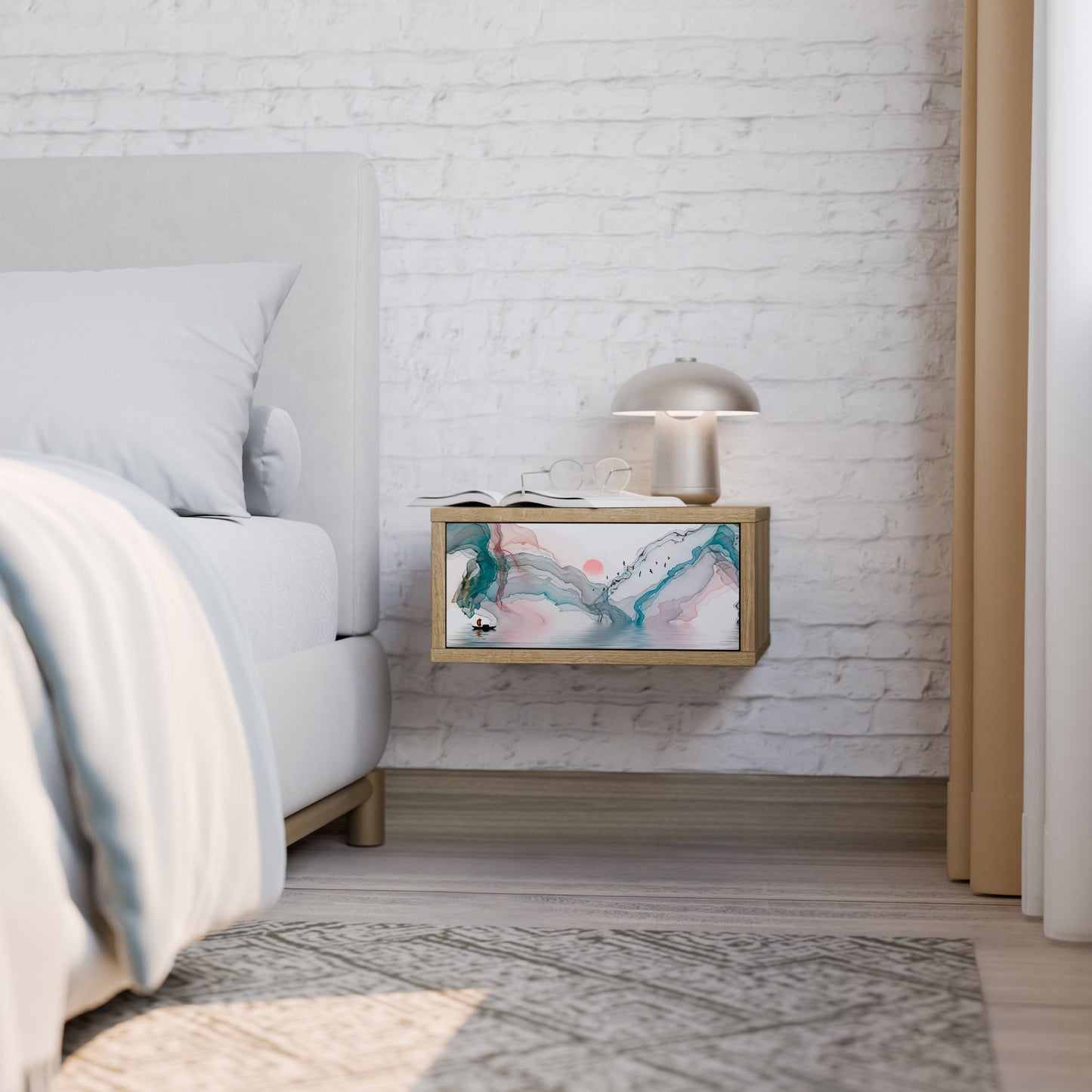 Comodino VELVET CROSSING in effetto rovere