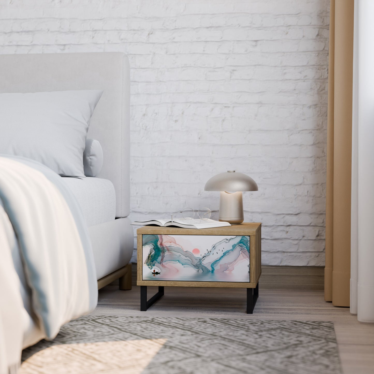 Comodino VELVET CROSSING in effetto rovere