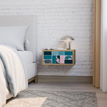 COMBINAZIONE DI FORME Comodino in effetto rovere