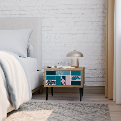 COMBINAZIONE DI FORME Comodino in effetto rovere