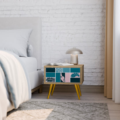 COMBINAZIONE DI FORME Comodino in effetto rovere