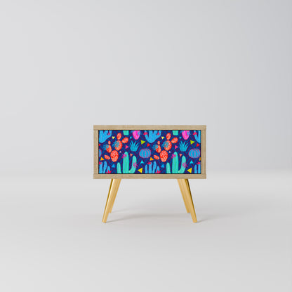 CACTUS VIBES Nightstand in Oak Effect