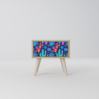 CACTUS VIBES Nightstand in Oak Effect