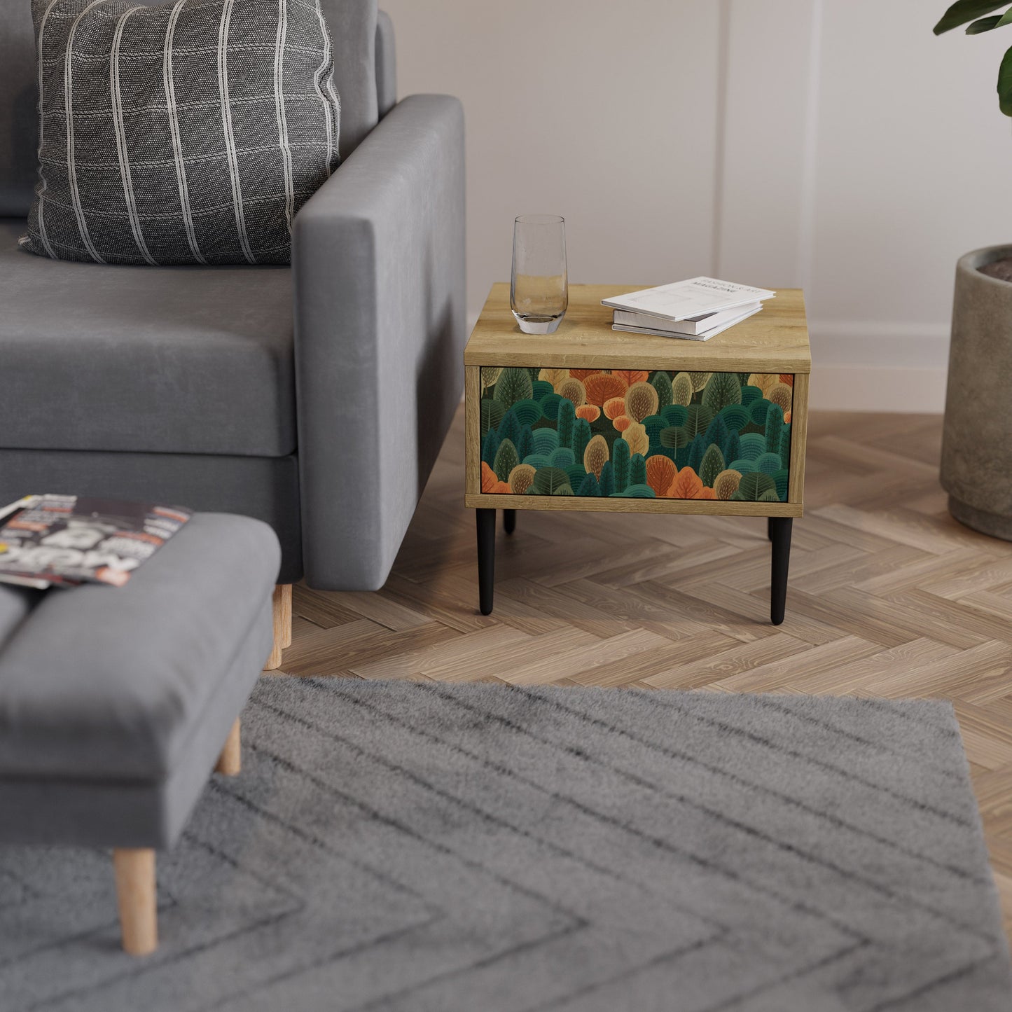 AUTUMN KALEIDOSCOPE Nightstand in Oak Effect