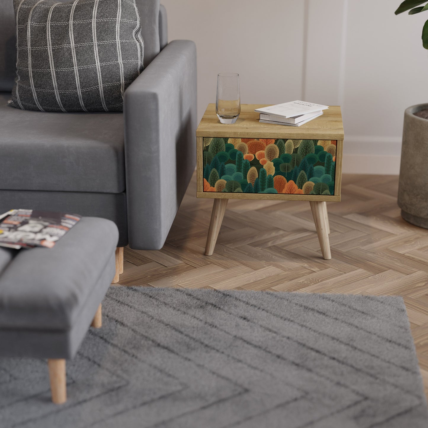 AUTUMN KALEIDOSCOPE Nightstand in Oak Effect