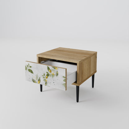 Comodino ELEGANT BOTANICS in effetto rovere