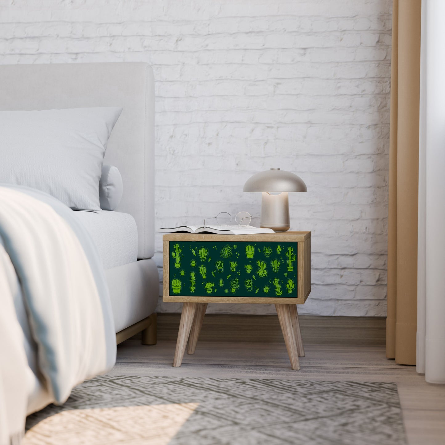DESERT GREEN Nightstand in Oak Effect