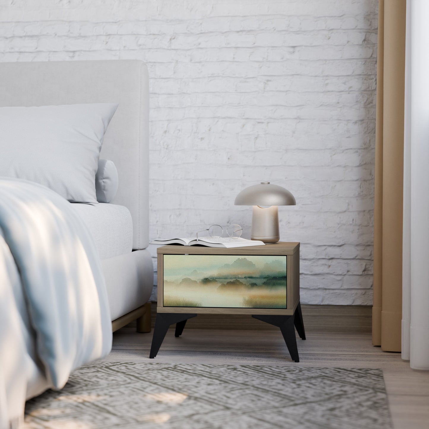 MORNING BY THE LAKE Nightstand in Oak Effect