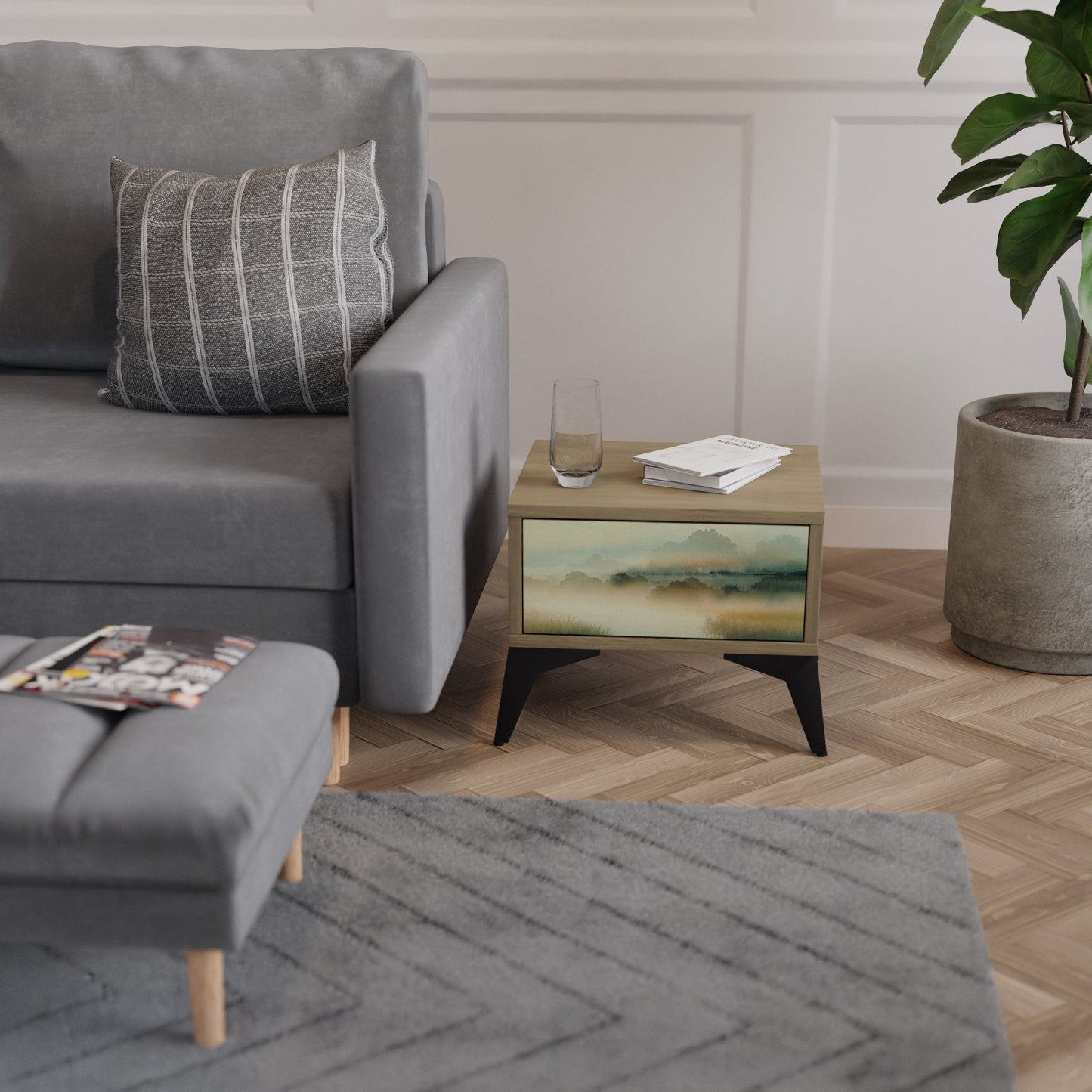 MORNING BY THE LAKE Nightstand in Oak Effect