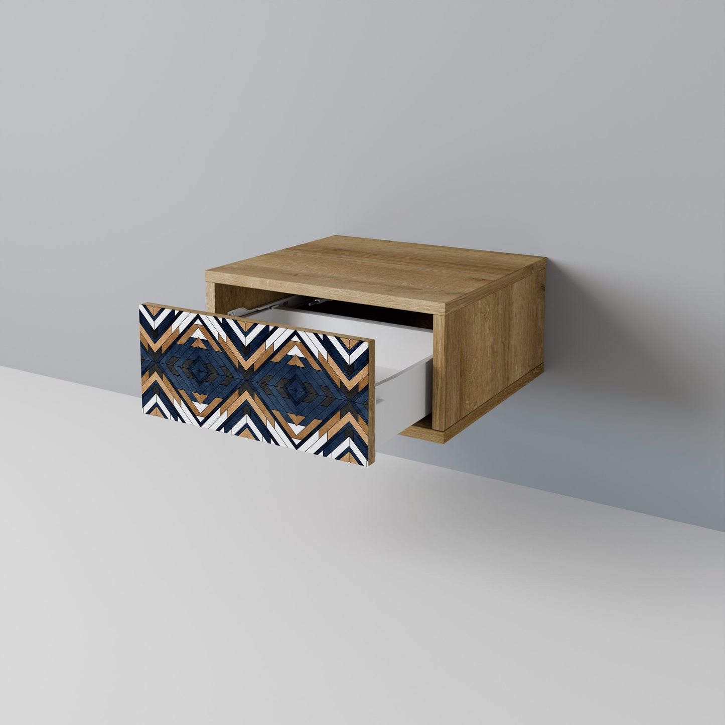 Comodino GEOMETRIA ARTISTICA in effetto rovere