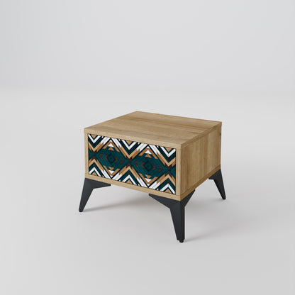 Comodino GEOMETRIA ARTISTICA in effetto rovere
