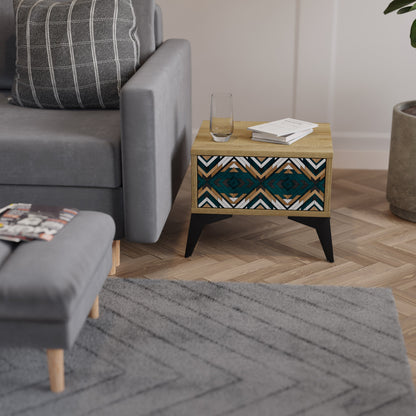 Comodino GEOMETRIA ARTISTICA in effetto rovere