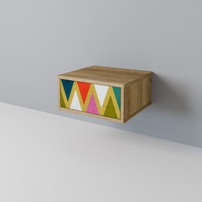 Comodino TRIANGOLI COLORATI in effetto rovere