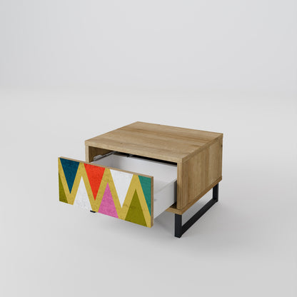 Comodino TRIANGOLI COLORATI in effetto rovere