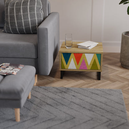 Comodino TRIANGOLI COLORATI in effetto rovere