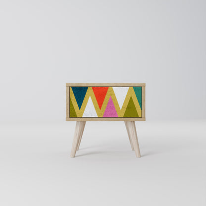 Comodino TRIANGOLI COLORATI in effetto rovere