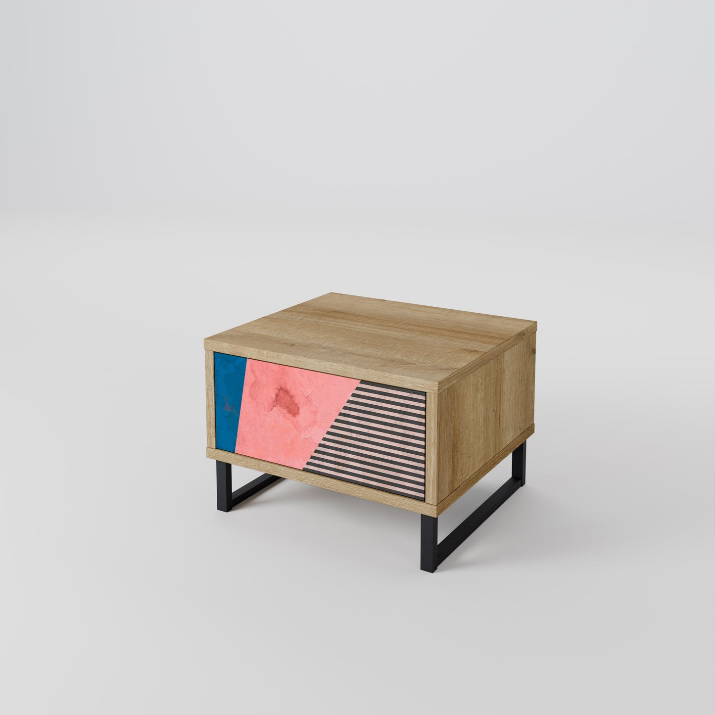 GLAMOROUS STRIPE Nightstand in Oak Effect