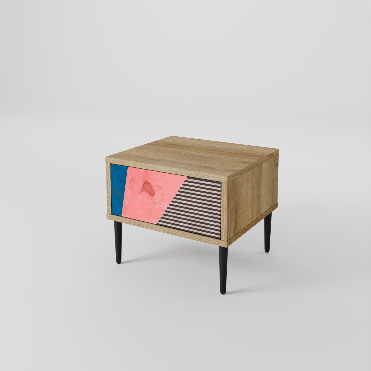 GLAMOROUS STRIPE Nightstand in Oak Effect