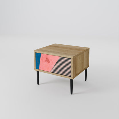 GLAMOROUS STRIPE Nightstand in Oak Effect