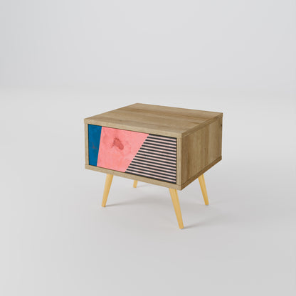 GLAMOROUS STRIPE Nightstand in Oak Effect