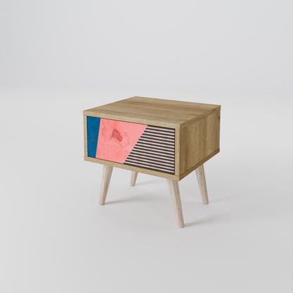 GLAMOROUS STRIPE Nightstand in Oak Effect