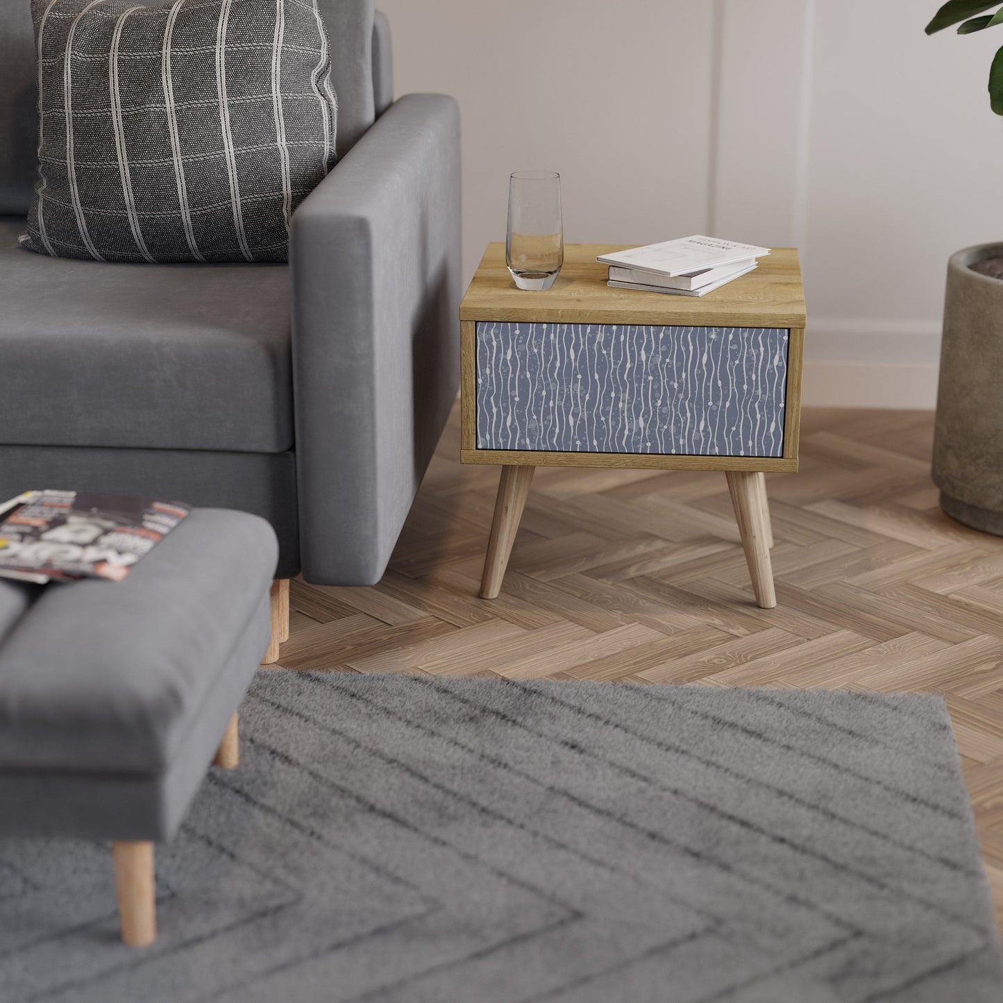Comodino GRAPHITE RAIN in effetto rovere