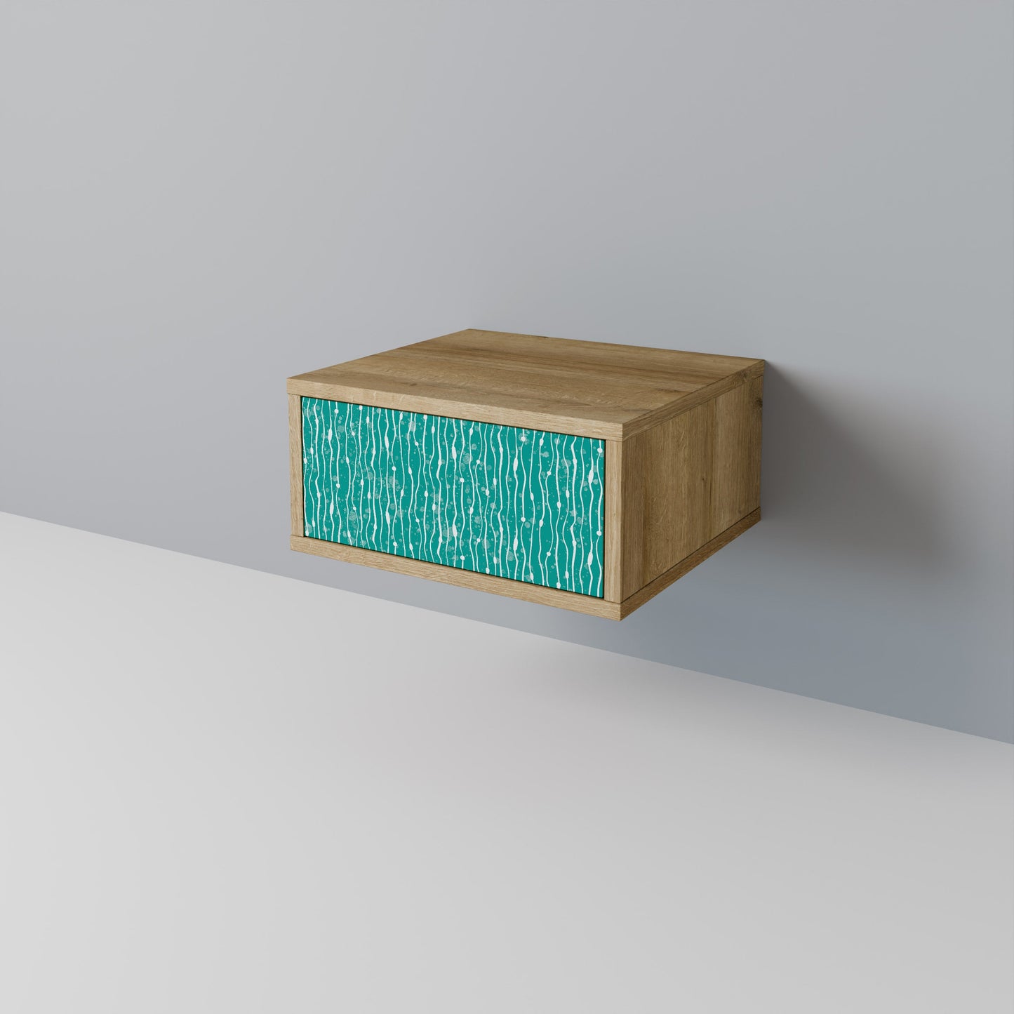 Comodino TURQUOISE RAIN in effetto rovere