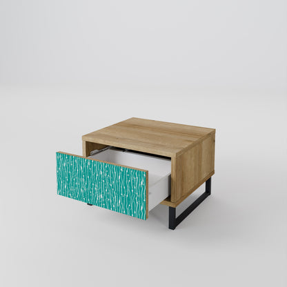 Comodino TURQUOISE RAIN in effetto rovere