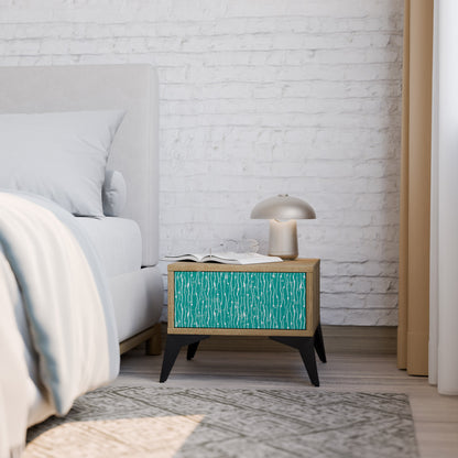 Comodino TURQUOISE RAIN in effetto rovere
