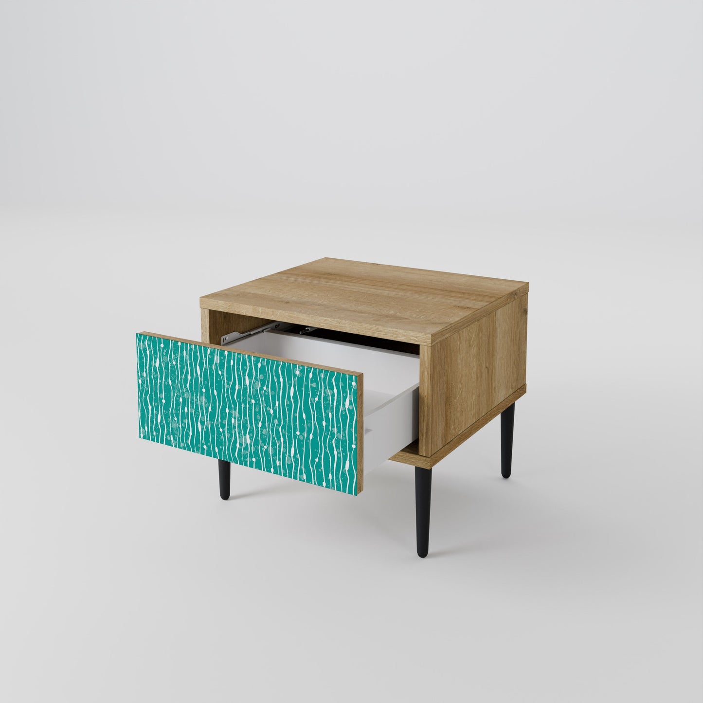 Comodino TURQUOISE RAIN in effetto rovere