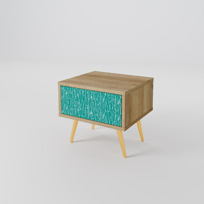Comodino TURQUOISE RAIN in effetto rovere
