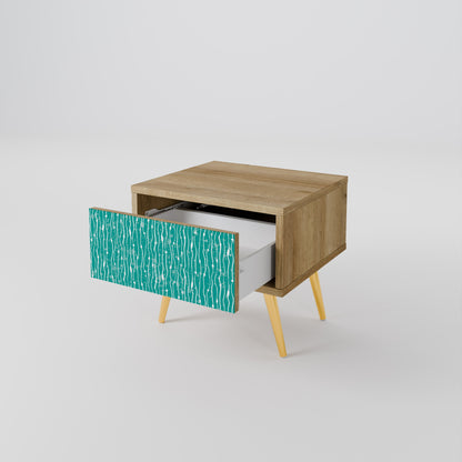 Comodino TURQUOISE RAIN in effetto rovere