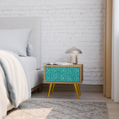 Comodino TURQUOISE RAIN in effetto rovere