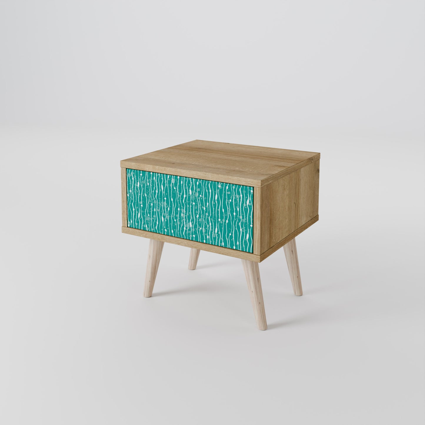 Comodino TURQUOISE RAIN in effetto rovere