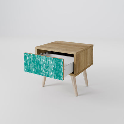 Comodino TURQUOISE RAIN in effetto rovere