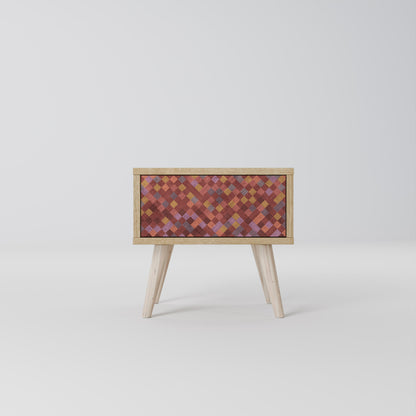 Comodino PAINTED SQUARES in effetto rovere