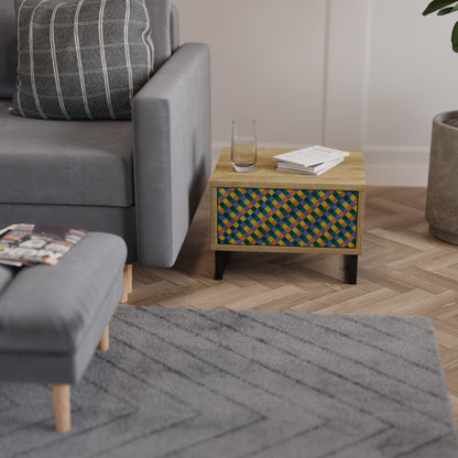 Comodino PAINTED SQUARES MIX effetto rovere