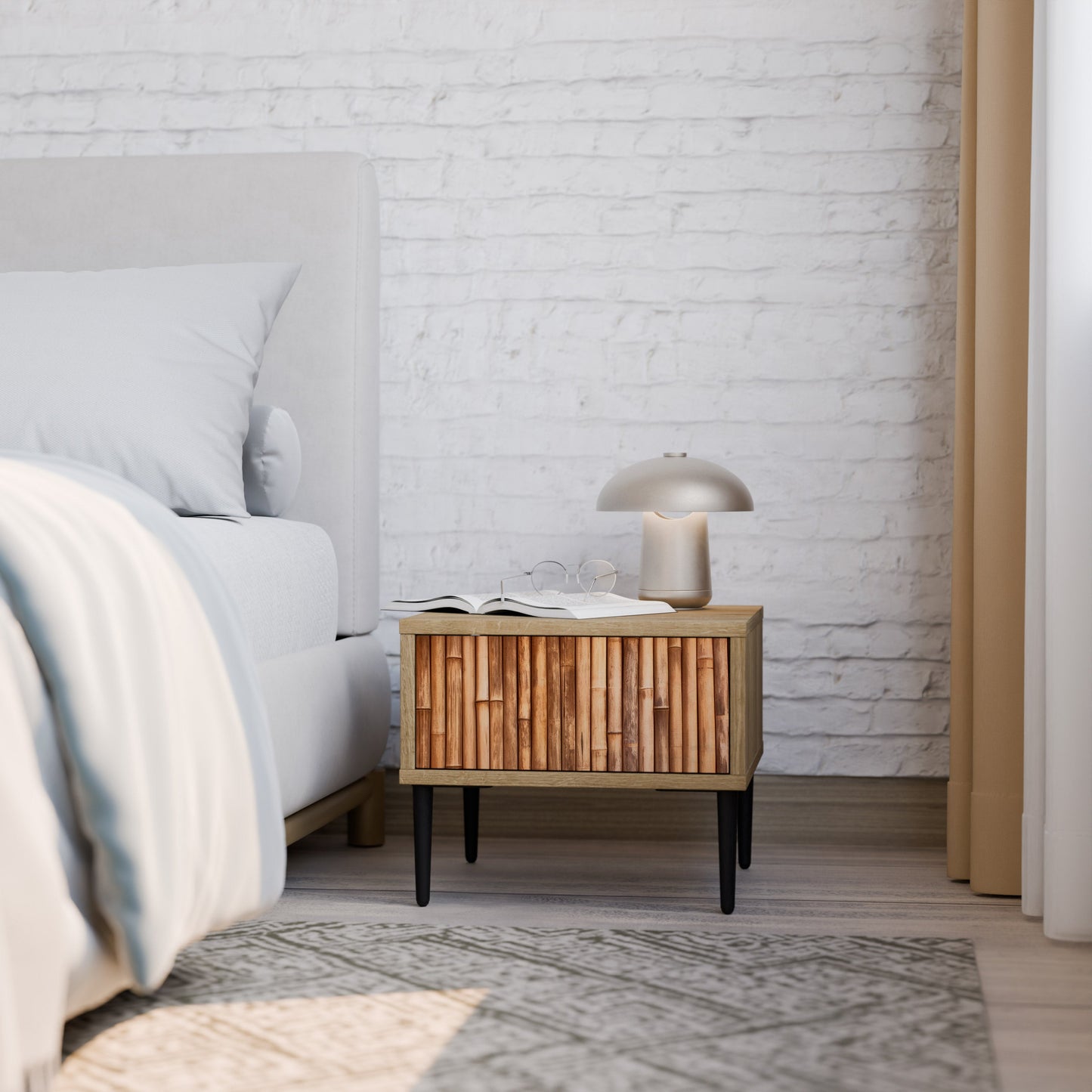 Comodino in LEGNO NATURALE effetto rovere
