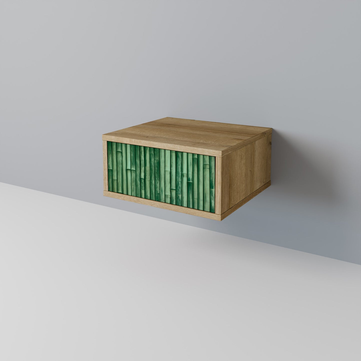 Comodino NATURAL GREEN in effetto rovere