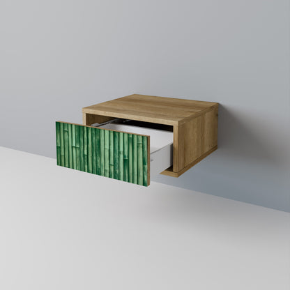 Comodino NATURAL GREEN in effetto rovere