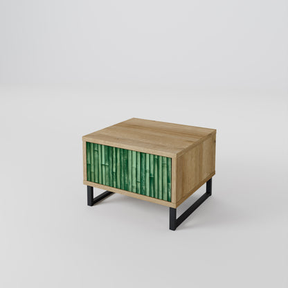 Comodino NATURAL GREEN in effetto rovere