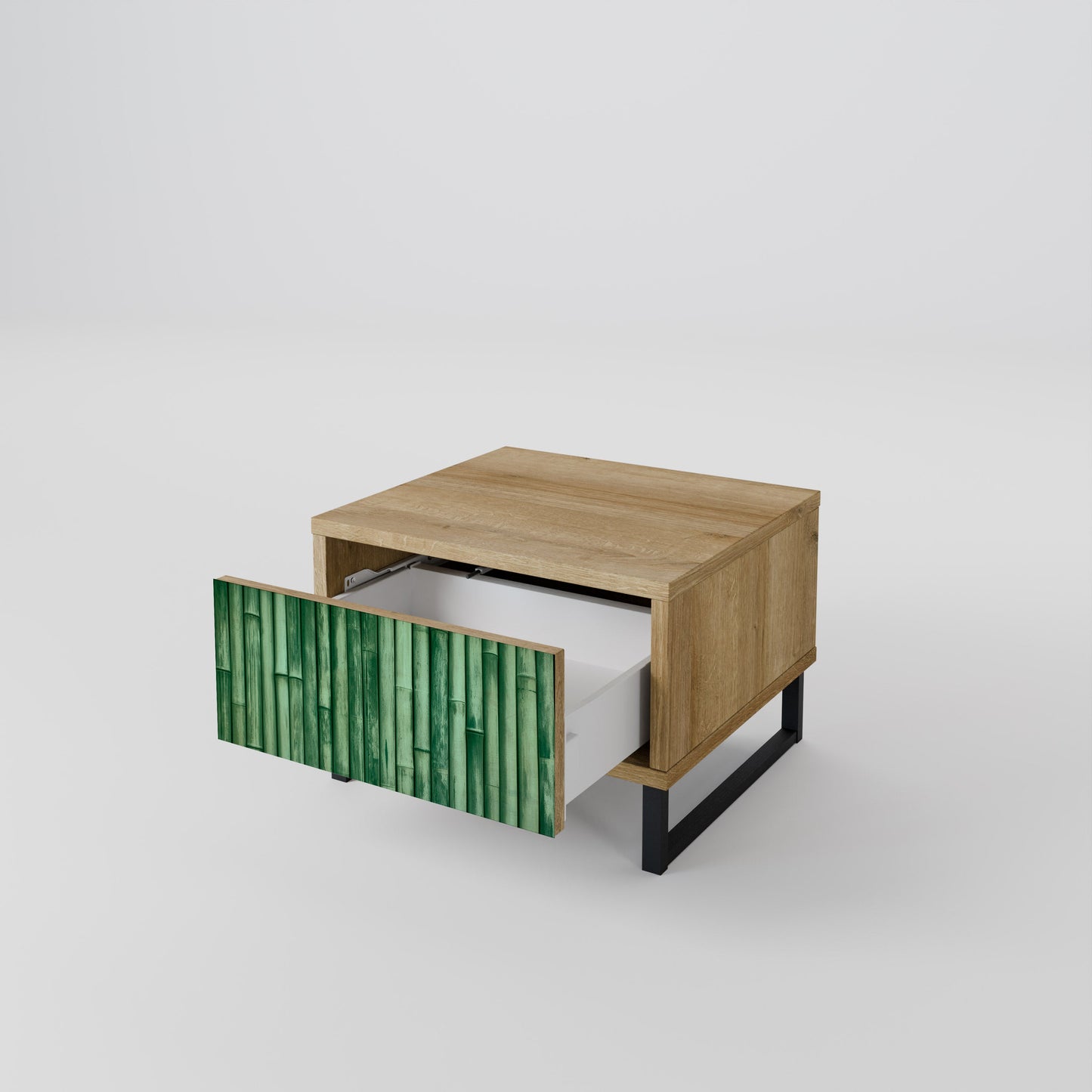 Comodino NATURAL GREEN in effetto rovere