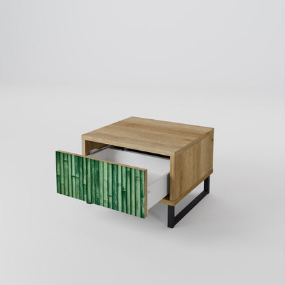 Comodino NATURAL GREEN in effetto rovere