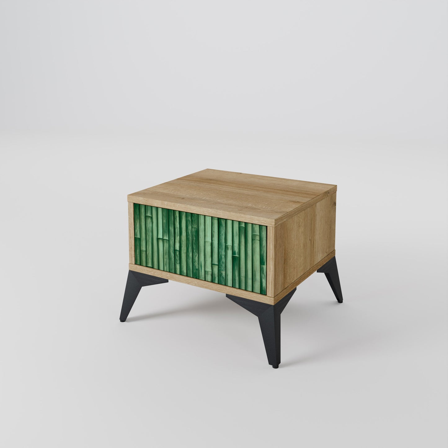 Comodino NATURAL GREEN in effetto rovere