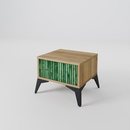 Comodino NATURAL GREEN in effetto rovere