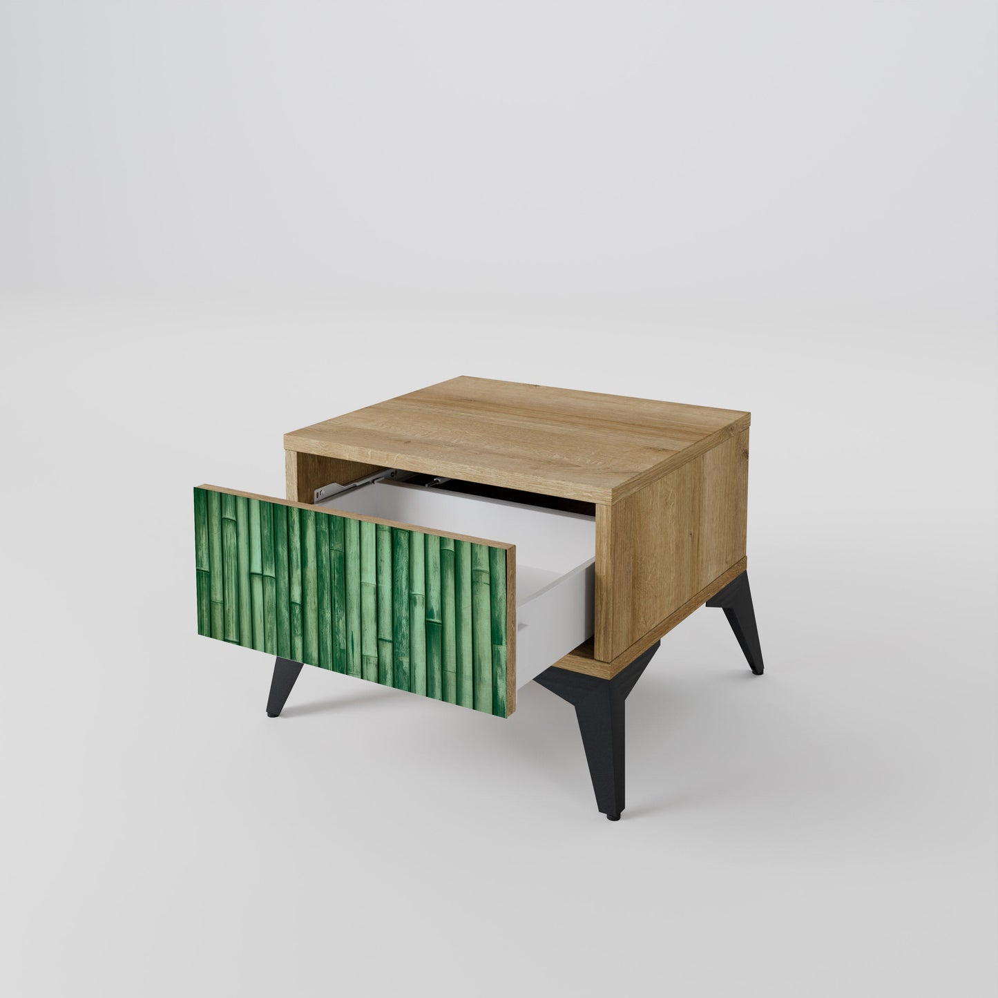 Comodino NATURAL GREEN in effetto rovere